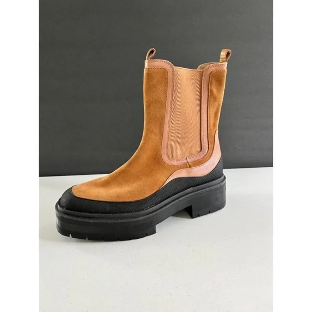 SAM EDELMAN Lulia leather-trimmed suede Chelsea boots Size 9.5